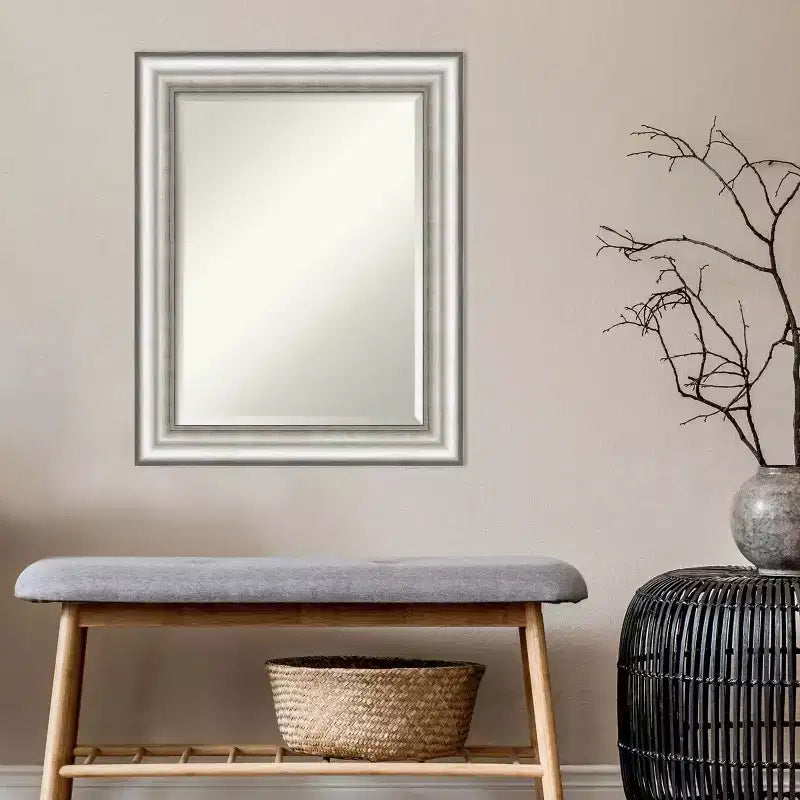 Specchio da parete rettangolare smussato argentato, 23" x 29", singolo