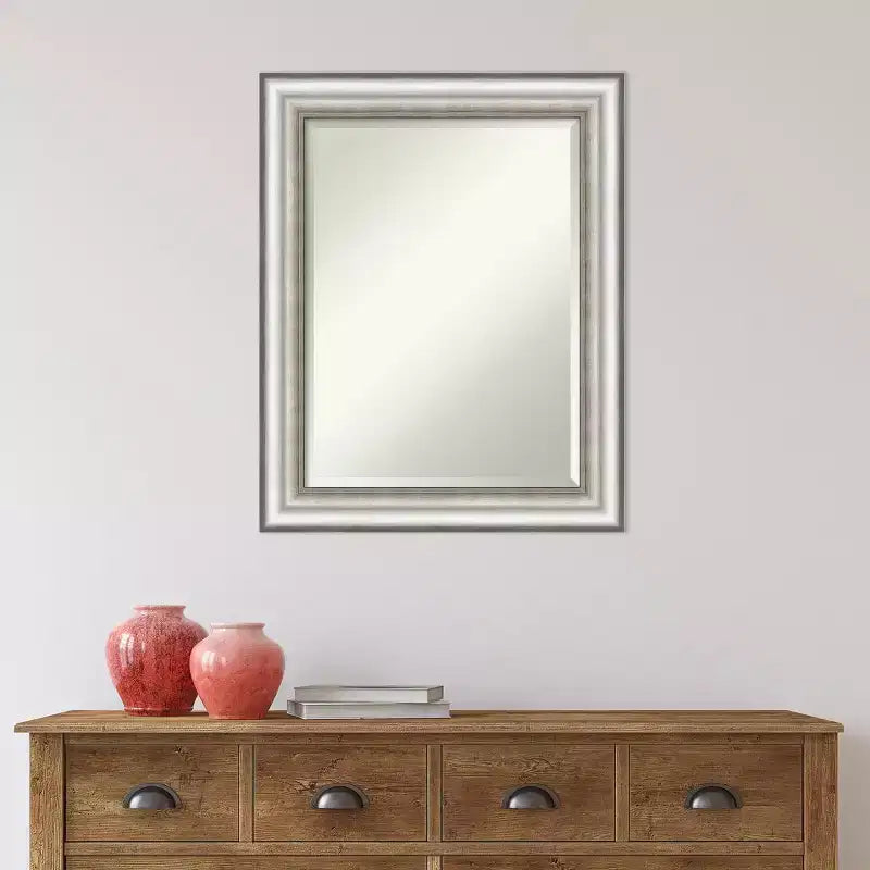 Specchio da parete rettangolare smussato argentato, 23" x 29", singolo