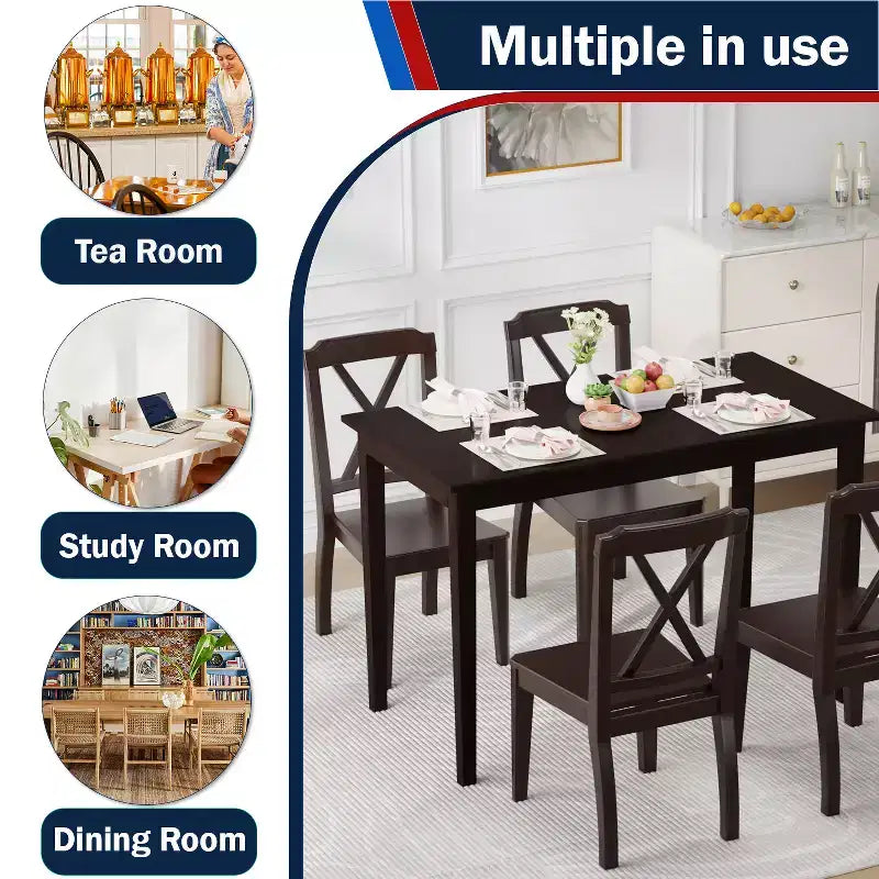 Tavolo da Pranzo Rettangolare Marrone – Stile Moderno, 4 Posti a Sedere