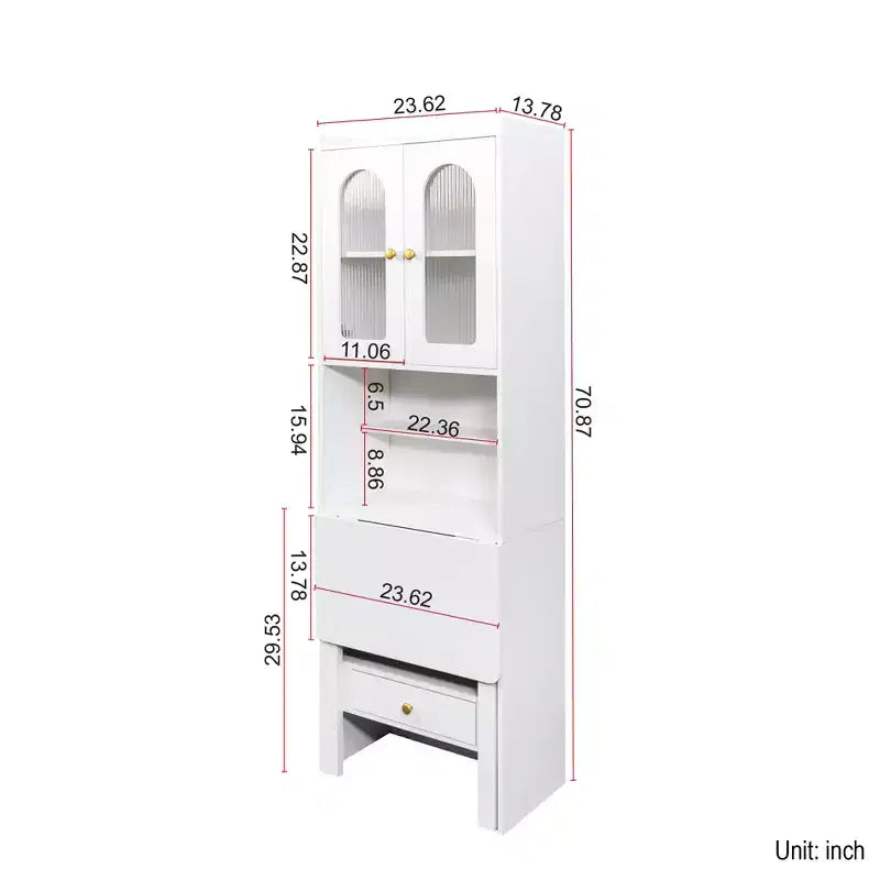 Scrivania convertibile pieghevole e libreria in noce/bianco con cassetto – 1 Persona