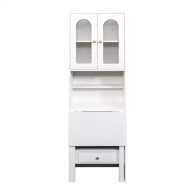 CLIHOME Fold-Out Convertible Nightstands, Desk Cabinet with Shelf and Drawer Multi-Function Home Office Workstation