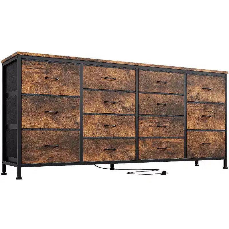 Comò TV in tessuto da 63" – Nero / Marrone / Rosa / Bianco, 14 cassetti, adatto per TV fino a 75"