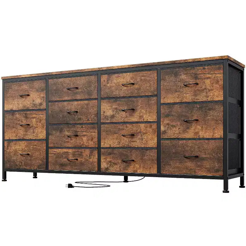 Comò TV in tessuto da 63" – Nero / Marrone / Rosa / Bianco, 14 cassetti, adatto per TV fino a 75"