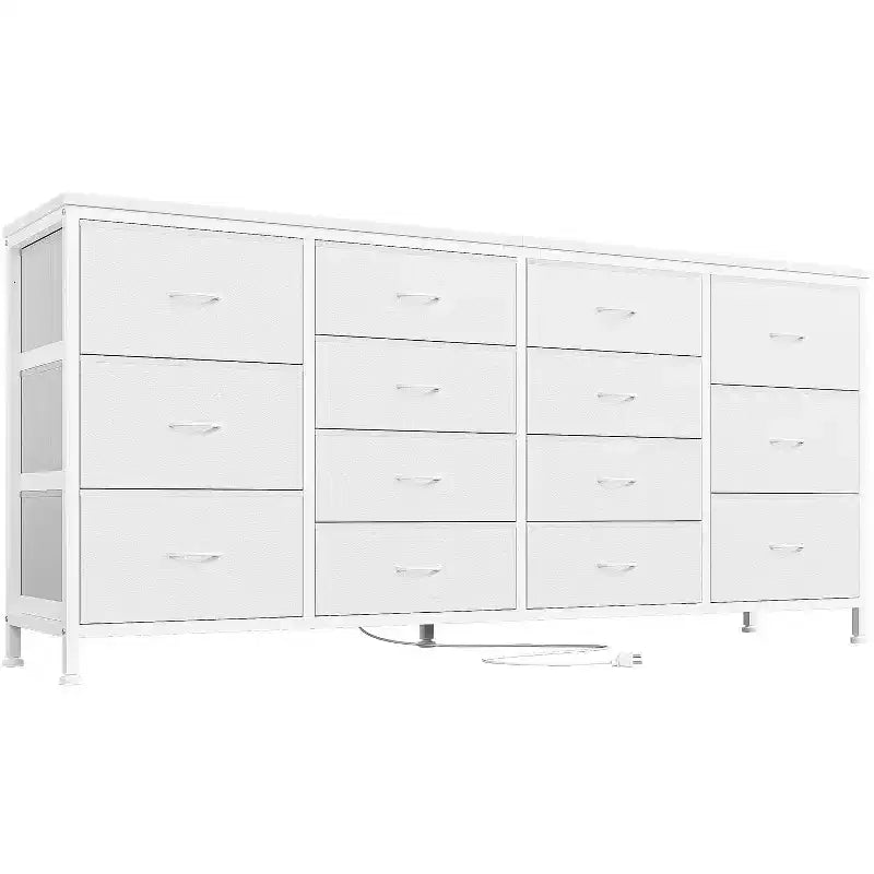 Comò TV in tessuto da 63" – Nero / Marrone / Rosa / Bianco, 14 cassetti, adatto per TV fino a 75"