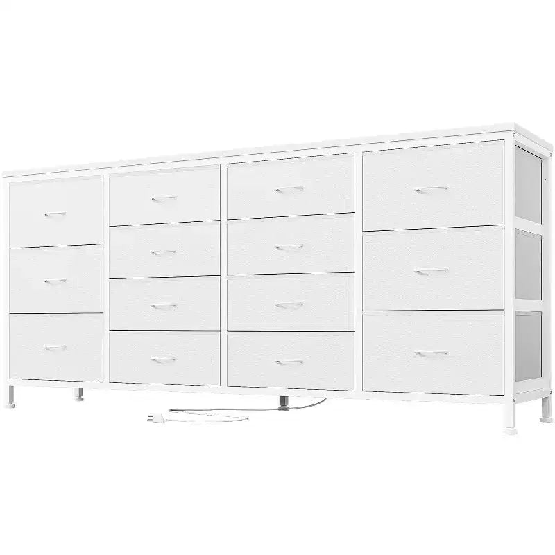 Comò TV in tessuto da 63" – Nero / Marrone / Rosa / Bianco, 14 cassetti, adatto per TV fino a 75"