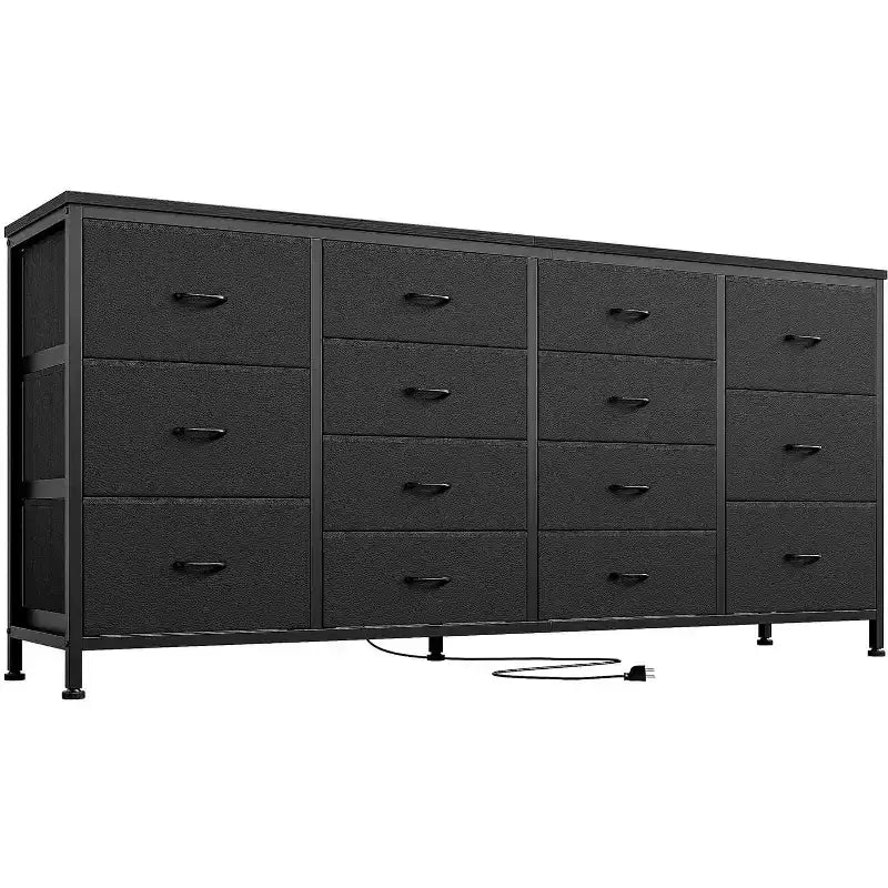 Comò TV in tessuto da 63" – Nero / Marrone / Rosa / Bianco, 14 cassetti, adatto per TV fino a 75"