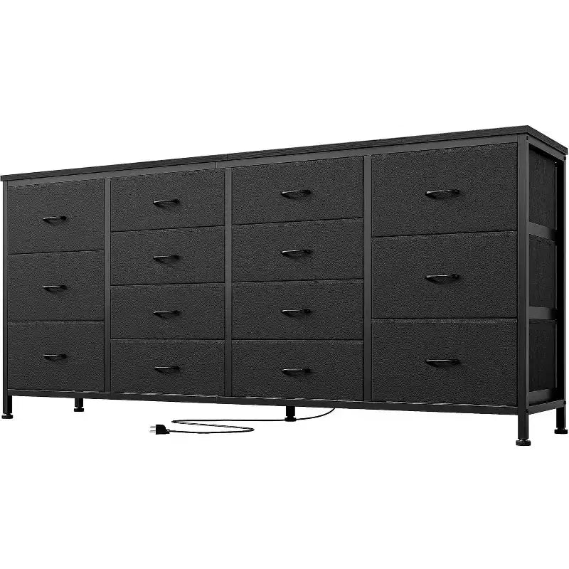 Comò TV in tessuto da 63" – Nero / Marrone / Rosa / Bianco, 14 cassetti, adatto per TV fino a 75"