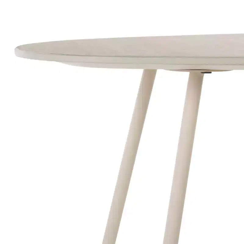 Tavolino laterale in ceramica beige con gambe a forcina, accento da 1 posto, stile metà secolo