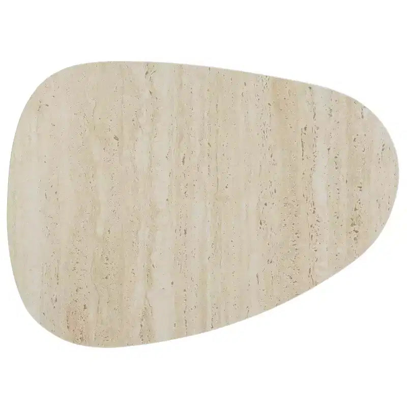Tavolino laterale in ceramica beige con gambe a forcina, accento da 1 posto, stile metà secolo