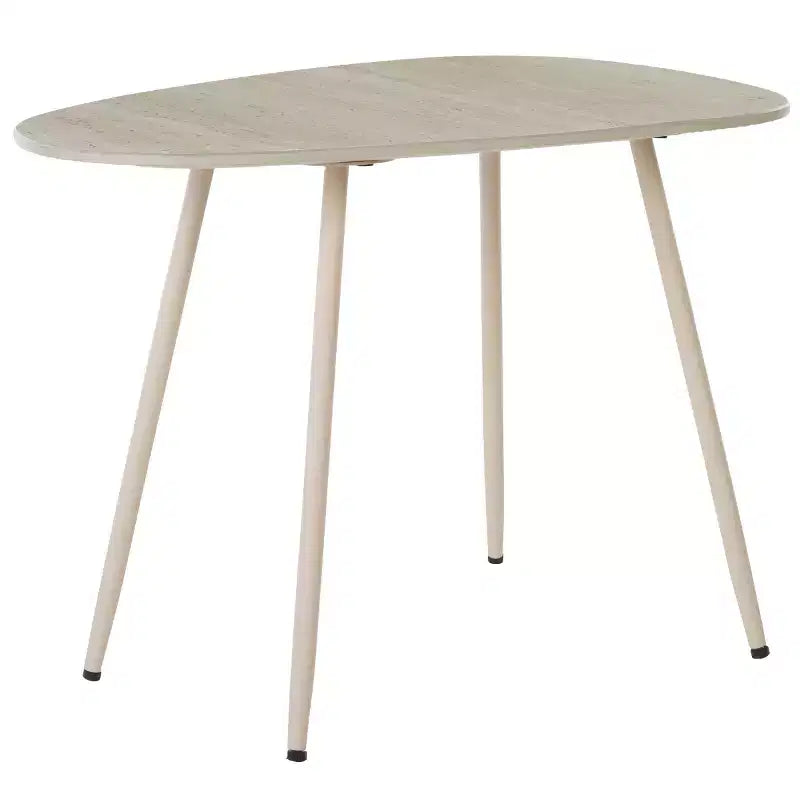 Tavolino laterale in ceramica beige con gambe a forcina, accento da 1 posto, stile metà secolo