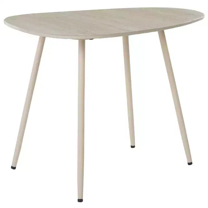 Tavolino laterale in ceramica beige con gambe a forcina, accento da 1 posto, stile metà secolo