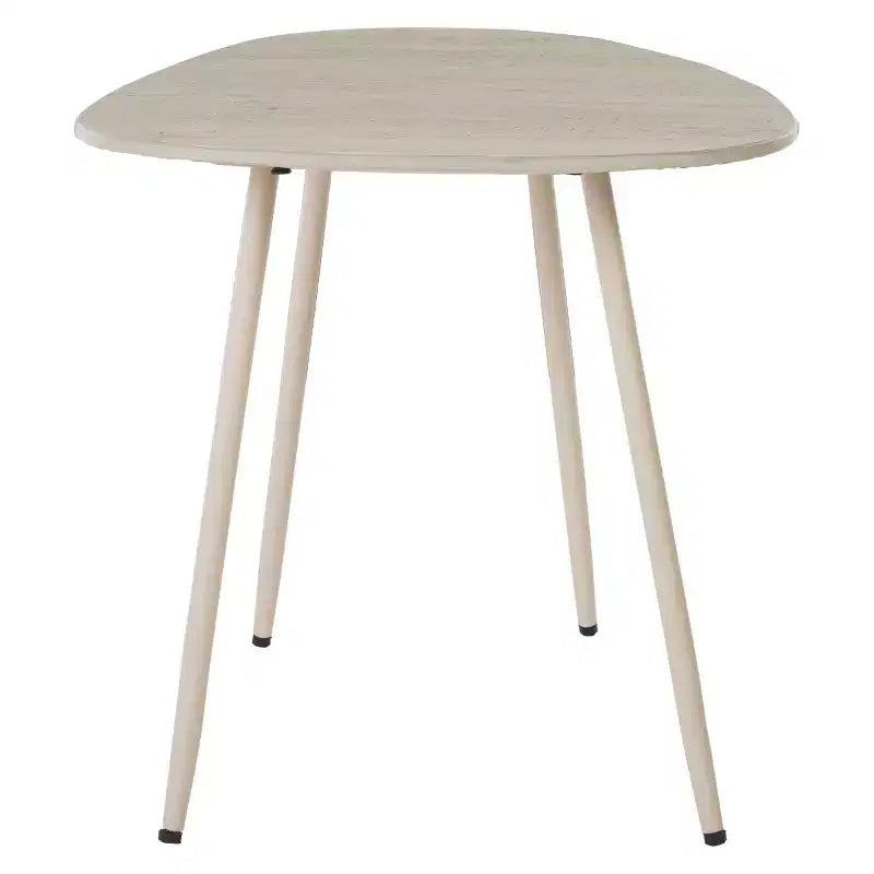 Tavolino laterale in ceramica beige con gambe a forcina, accento da 1 posto, stile metà secolo