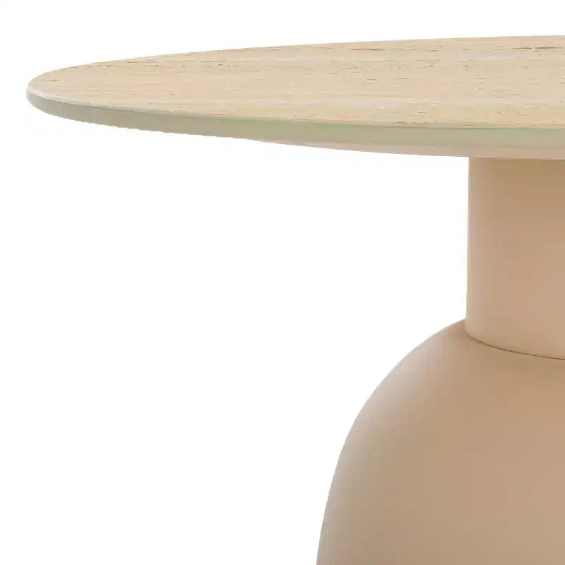 Tavolino d'appoggio rotondo in ceramica beige, stile moderno, 1 pezzo