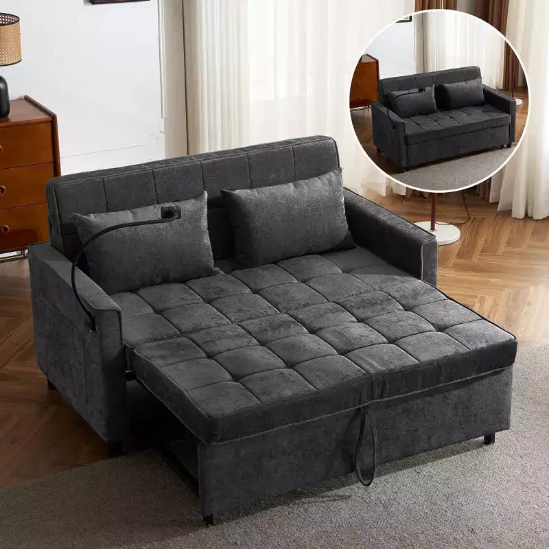 Beige / Nero / Blu / Marrone / Grigio / Verde | Divano letto a due posti in ciniglia | 2 posti