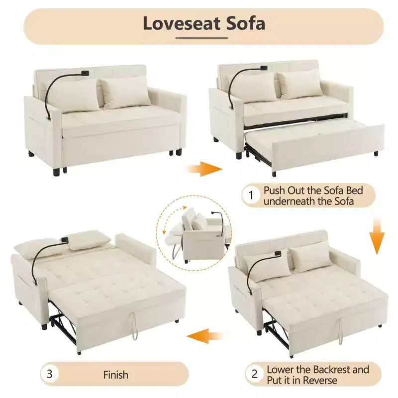 Beige / Nero / Blu / Marrone / Grigio / Verde | Divano letto a due posti in ciniglia | 2 posti