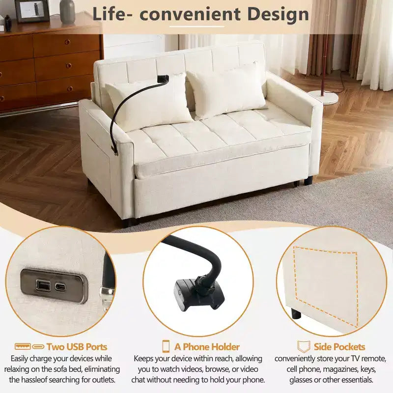 Beige / Nero / Blu / Marrone / Grigio / Verde | Divano letto a due posti in ciniglia | 2 posti