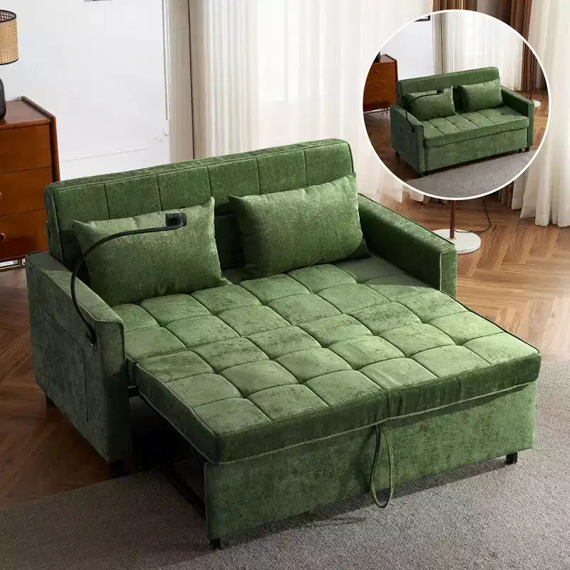 Beige / Nero / Blu / Marrone / Grigio / Verde | Divano letto a due posti in ciniglia | 2 posti