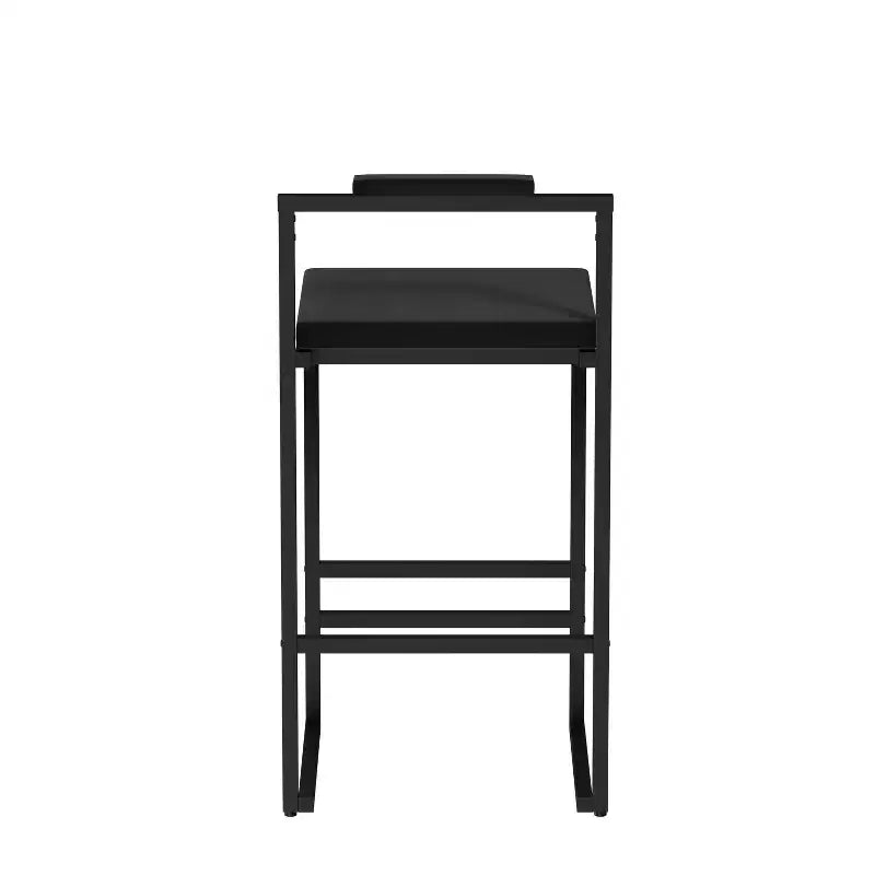 Sgabelli da Bar in Velluto Nero, Schienale Basso, Set da 2
