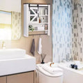 Pensile da bagno bianco con anta scorrevole a granaio, 1 anta e 3 ripiani, 59,9 cm L x 20 cm P x 73,9 cm H