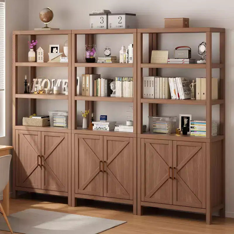 Libreria Boho Marrone a 5 Ripiani con Ante – 180 cm di Altezza, Montaggio da 1 Persona