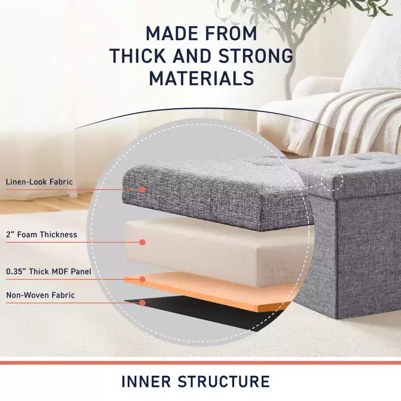 Pouf contenitore pieghevole cubo quadrato, set da 2 – Beige / Nero / Grigio / Blu notte