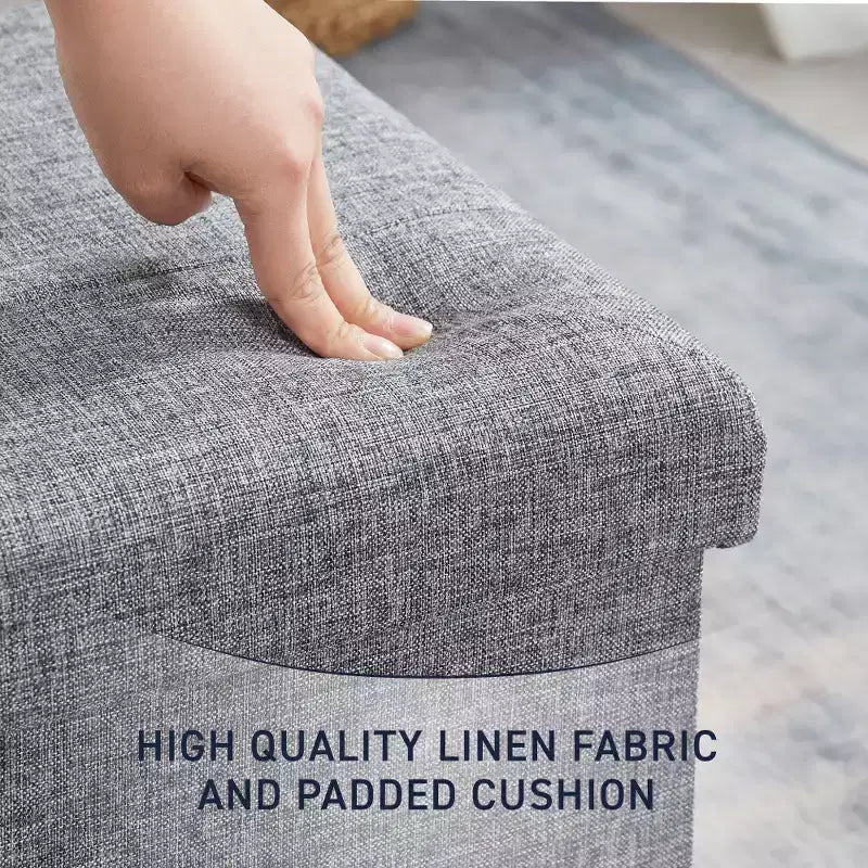 Pouf contenitore pieghevole cubo quadrato, set da 2 – Beige / Nero / Grigio / Blu notte