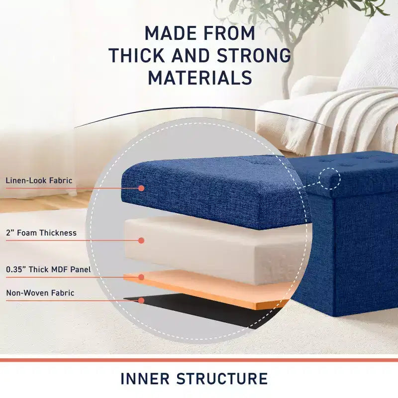 Pouf contenitore pieghevole cubo quadrato, set da 2 – Beige / Nero / Grigio / Blu notte