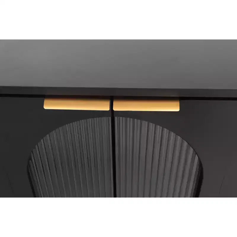 Credenza con ante in vetro scanalato bianco – 4 ante, 4 ripiani
