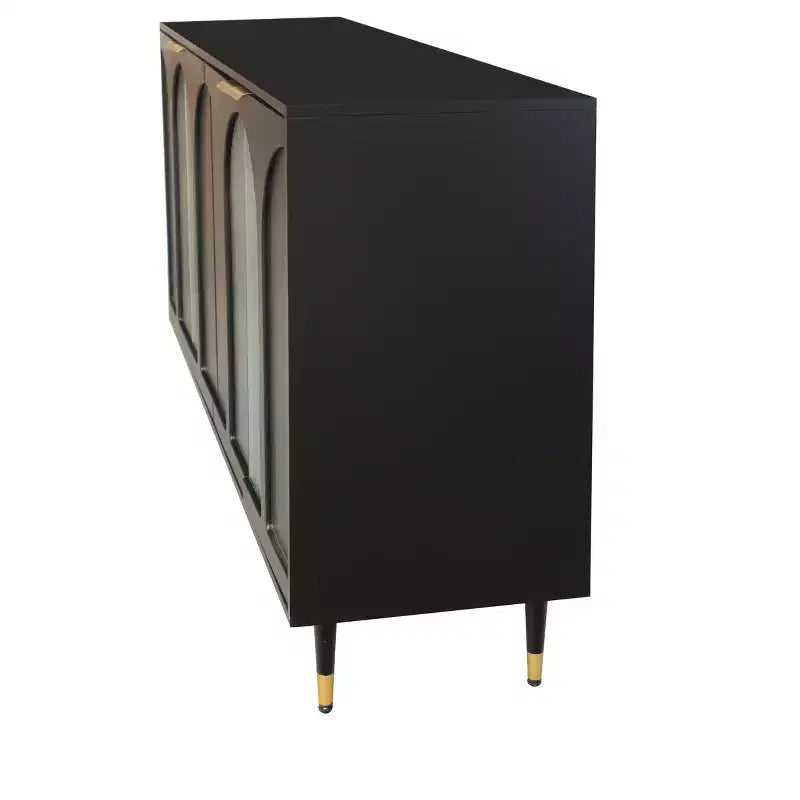 Credenza con ante in vetro scanalato bianco – 4 ante, 4 ripiani