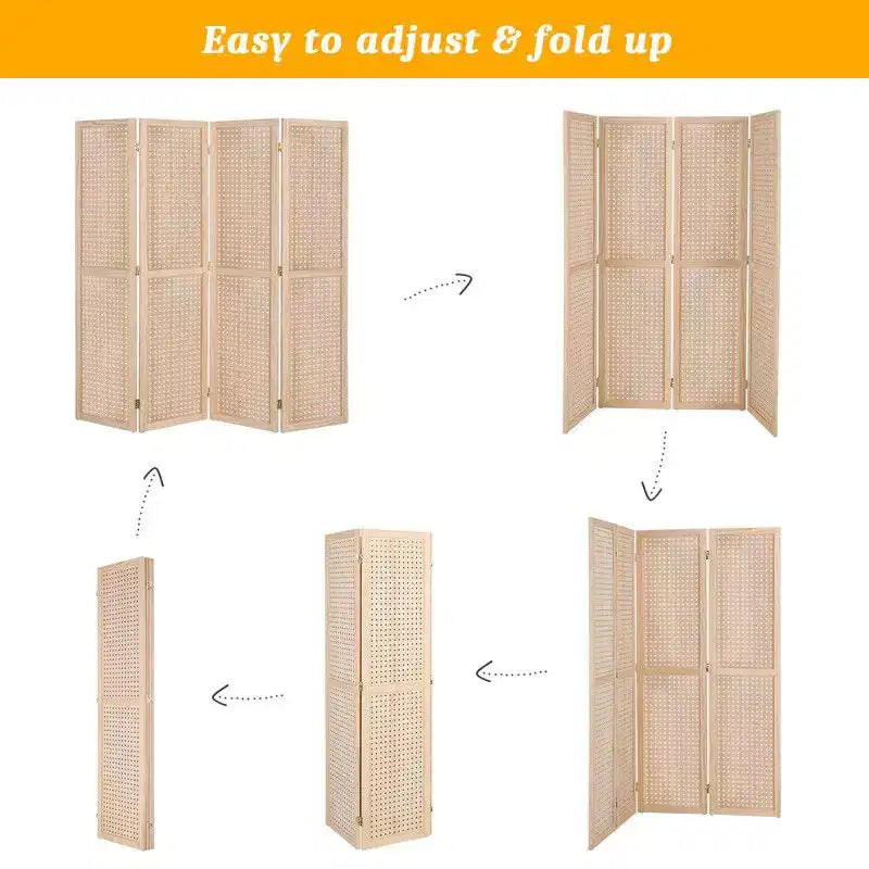 Divisorio a 4 pannelli in legno naturale – Monouso