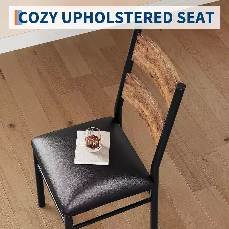 Set tavolo da pranzo marrone/grigio – piano in legno e sedie imbottite, 3 o 5 posti