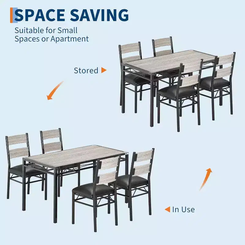 Set tavolo da pranzo marrone/grigio – piano in legno e sedie imbottite, 3 o 5 posti