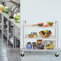 Carrello di servizio a 3 ripiani in acciaio inox, argento, 1 persona, capacità 100 kg, ruote silenziose con freno