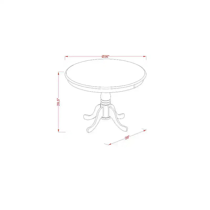 Nero / Rotondo / 2 posti – Tavolo da pranzo in legno di gomma da 36".