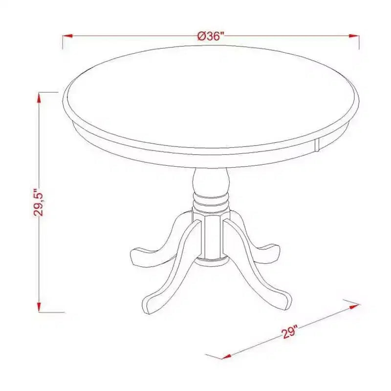 Nero / Rotondo / 2 posti – Tavolo da pranzo in legno di gomma da 36".