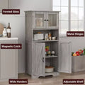 Mobile contenitore a 4 ante freestanding Grigio/Bianco/Marrone – Montaggio 1 persona, Ripiani regolabili