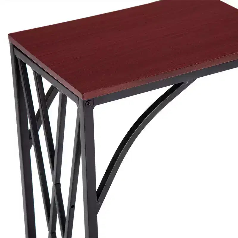 Tavolino laterale a C marrone – Piano in MDF, Struttura in metallo, Montaggio da 1 persona