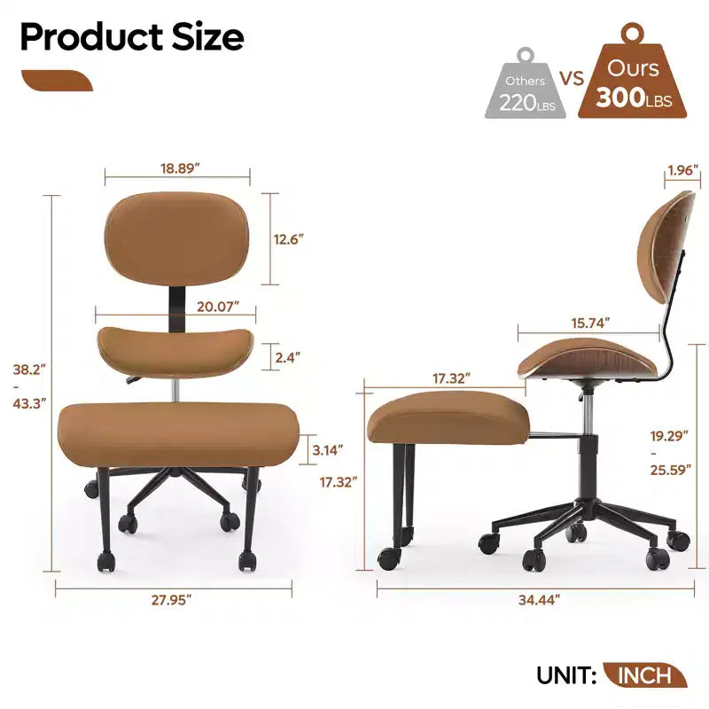 Sedia ergonomica incrociata – in pelle PU, girevole, Nera / Marrone / Rosa / Bianca – 1 persona
