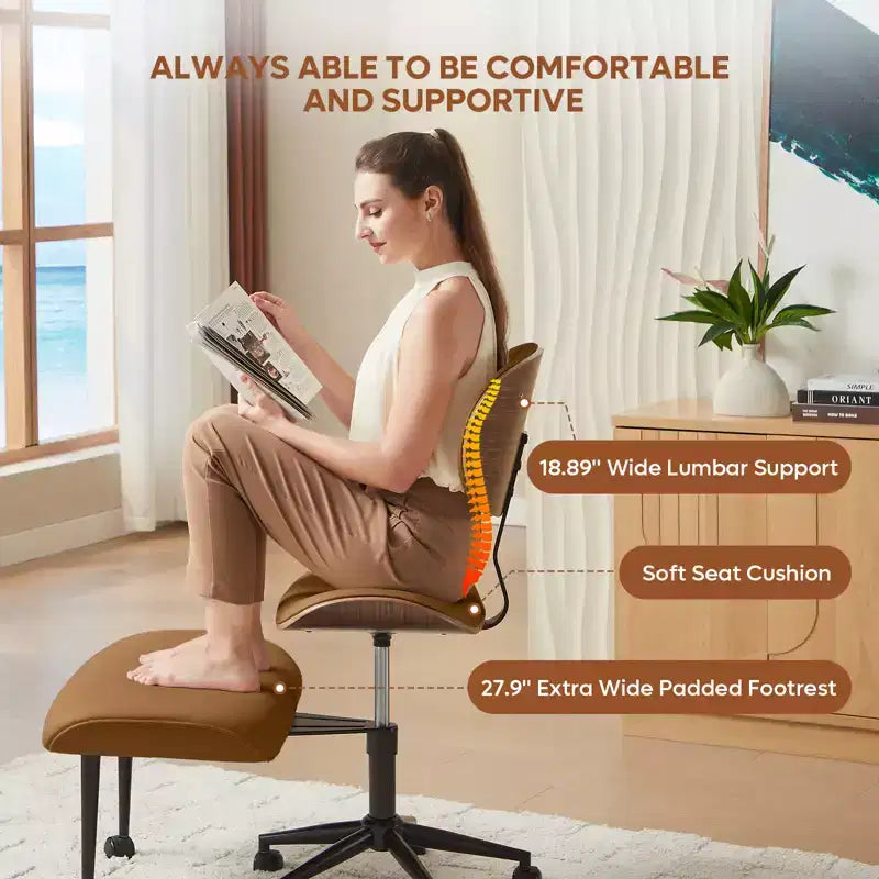 Sedia ergonomica incrociata – in pelle PU, girevole, Nera / Marrone / Rosa / Bianca – 1 persona