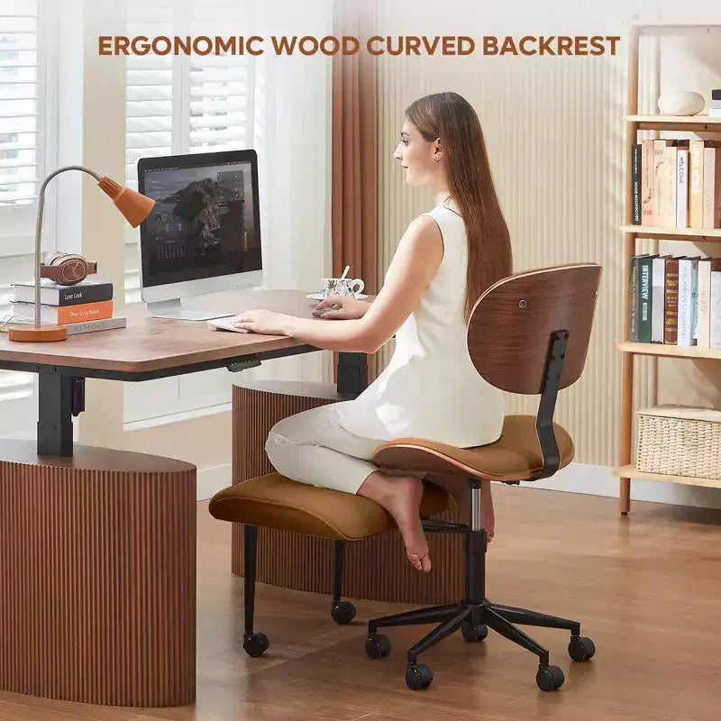 Sedia ergonomica incrociata – in pelle PU, girevole, Nera / Marrone / Rosa / Bianca – 1 persona