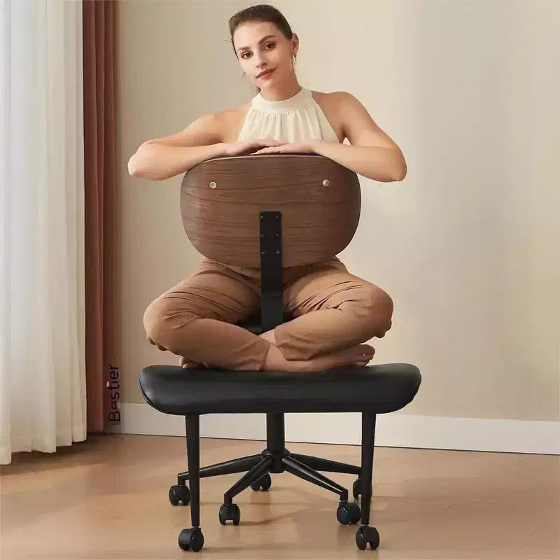 Sedia ergonomica incrociata – in pelle PU, girevole, Nera / Marrone / Rosa / Bianca – 1 persona