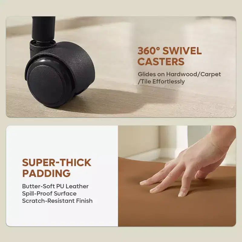Sedia ergonomica incrociata – in pelle PU, girevole, Nera / Marrone / Rosa / Bianca – 1 persona