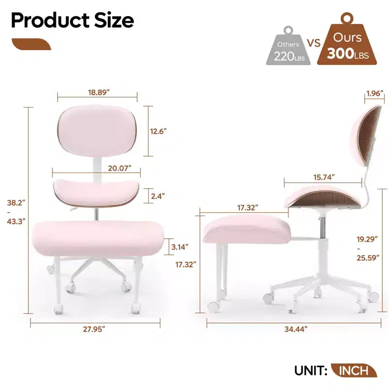 Sedia ergonomica incrociata – in pelle PU, girevole, Nera / Marrone / Rosa / Bianca – 1 persona