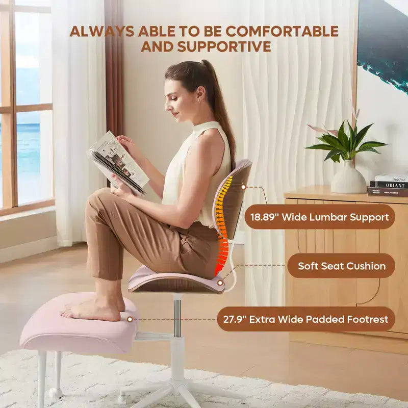 Sedia ergonomica incrociata – in pelle PU, girevole, Nera / Marrone / Rosa / Bianca – 1 persona