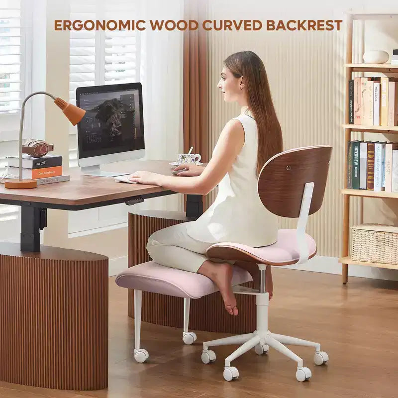 Sedia ergonomica incrociata – in pelle PU, girevole, Nera / Marrone / Rosa / Bianca – 1 persona