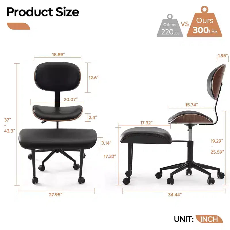 Sedia ergonomica incrociata – in pelle PU, girevole, Nera / Marrone / Rosa / Bianca – 1 persona
