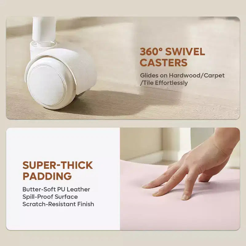 Sedia ergonomica incrociata – in pelle PU, girevole, Nera / Marrone / Rosa / Bianca – 1 persona