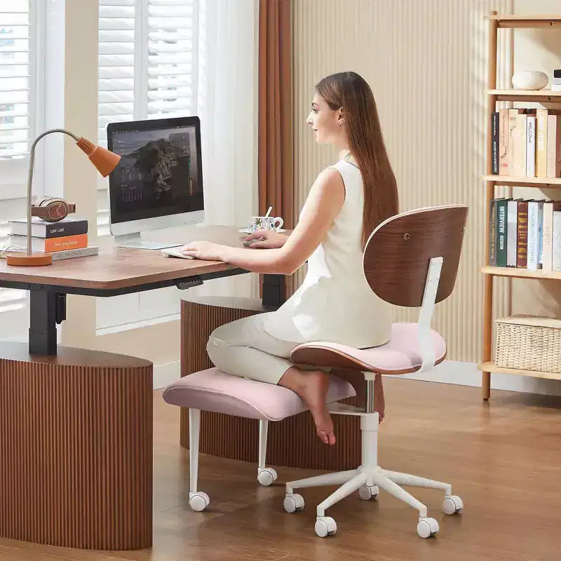 Sedia ergonomica incrociata – in pelle PU, girevole, Nera / Marrone / Rosa / Bianca – 1 persona