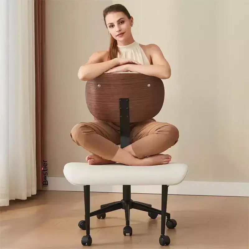 Sedia ergonomica incrociata – in pelle PU, girevole, Nera / Marrone / Rosa / Bianca – 1 persona