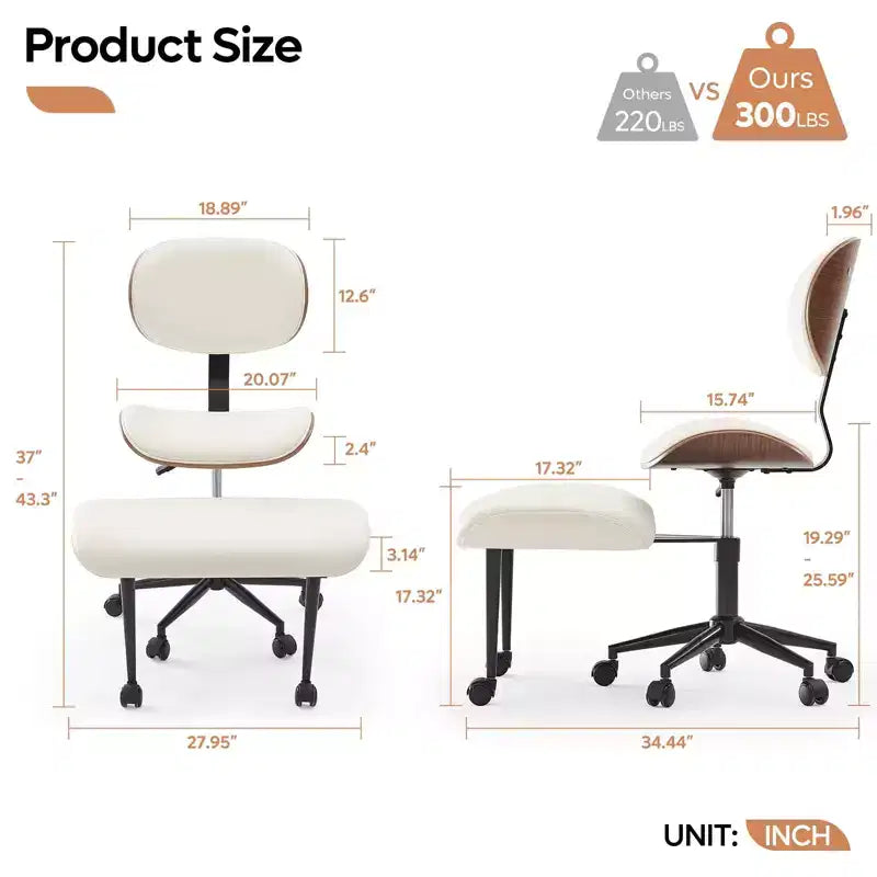 Sedia ergonomica incrociata – in pelle PU, girevole, Nera / Marrone / Rosa / Bianca – 1 persona